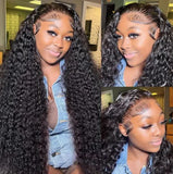 13x4 Ready To Wear ~ Pre Plucked Lace Wig ~ 40 Inch Glueless HD Lace Front 180 Density Wig Water Wave Human Hair