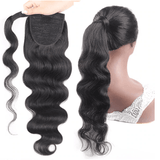 Body Wave Long Wavy Wrap Around Clip In Ponytail Hair Extension Brazilian Remy Human Hair - MyPlushWigs